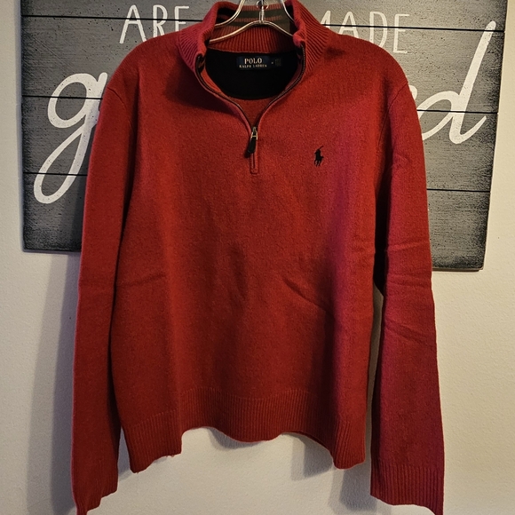 Polo Ralph Lauren Pullover Quarter-Zip sweater cashmere, size M, color Red - Picture 4 of 6